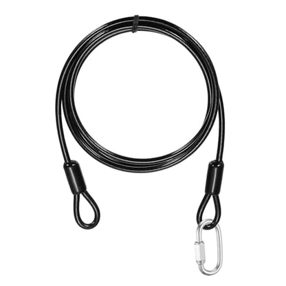 PATIKIL Security Cable Lock (3/16" Dia 4.9ft, Black) Vinyl Coated 304 Stainless Steel Double Loop Flexible Wire Rope Safety Cable with Quick Links Locking Connectors - color: Black, size: 3/16" x 4.9ft