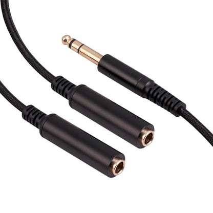 1/4 TRS Stereo Audio Cable for Guitar or Mixer with Jack Output, 1 FT, 2 Pack, Black, Splitter Y Adapter, 6.35mm Male to Dual 6.35mm Female Jack Cable - size: 1 FT 2 Pack, style: 1/4 TRS Stereo Audio Cable