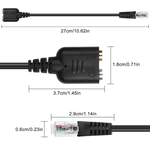 XMSJSIY RJ9 to 3.5mm Headsets Adapter Telephone Phones MIC Audio Splitter Adapter Cable RJ9 4P4C Male to 3.5mm Jack Headphone Microphone Audio Cable - 27CM/10inch