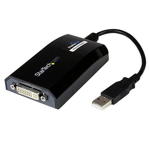 StarTech USB-A 2.0 to DVI Adapter, 1920 x 1200, USB powered (USB2DVIPRO2) | USB to DVI external video and graphics card, Dual monitor display cable, Mac and Windows