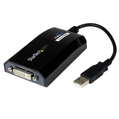 StarTech USB-A 2.0 to DVI Adapter, 1920 x 1200, USB powered (USB2DVIPRO2) | USB to DVI external video and graphics card, Dual monitor display cable, Mac and Windows
