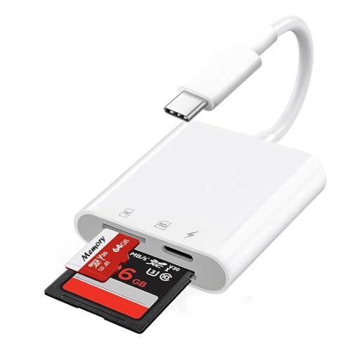 USB C SD Card Reader for iPhone 17/16/15 Series, USB-C to Micro SD Memory Card Adapter for iPad/Mac/Air, USBC/Type C Camera Card Reader with Charging Port for Phone, Laptop and More USBC Devices - color: white-Card Reader 03