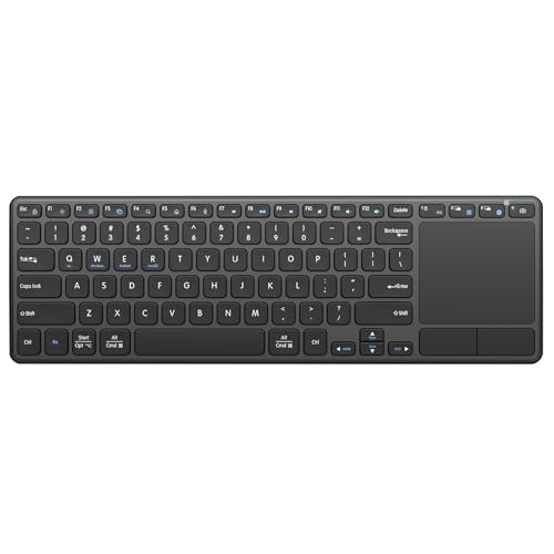 Rechargeable Wireless Keyboard with Touchpad Multi-Device Computer Keyboard with Trackpad 2.4G and Bluetooth Wireless Touch TV Keyboard for PC/Laptop/Tablet/Smart TV