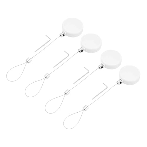 MECCANIXITY 1.8 ft Retractable Cable Lock with Latch Remote Control Security Lock with Adjustable Cord Tether Anti Theft for Laptop, TV, 200g, White, 4 Pack - color: White