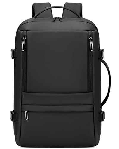 Carry On Travel Backpack Flight Approved for Men Women, Black | Expandable, Business Weekender Bag, 40L, Suitcase Backpack Luggage - color: Black