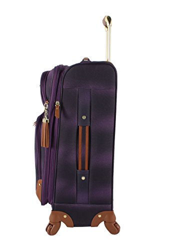 Steve Madden Designer-Gepckkollektion Leichter Softside-Koffer fr Damen und Herren strapazierfhige 50,8 cm groe Tragetasche mit 4 rollenden Spinner-Rdern, Shadow Purple, 20in, Carry on Bag With - color: Shadow Purple, size: 20 inches