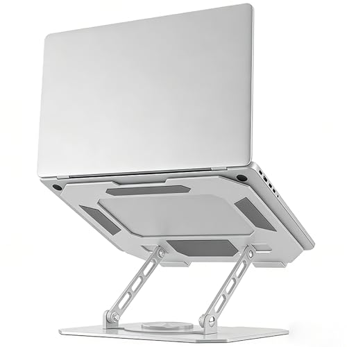 360° Rotating Laptop Stand for Desk, Heavy Duty Solid Steel Ergonomic Laptop Riser, Foldable Portable Computer Holder, Stable Adjustable Stand Compatible with MacBook Air/Pro 10-16 Inch Laptops - color: black