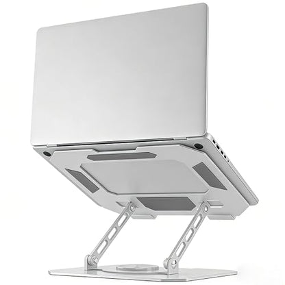 360° Rotating Laptop Stand for Desk, Heavy Duty Solid Steel Ergonomic Laptop Riser, Foldable Portable Computer Holder, Stable Adjustable Stand Compatible with MacBook Air/Pro 10-16 Inch Laptops - color: black