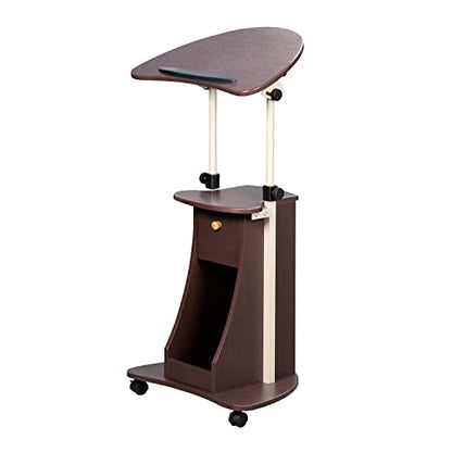Techni Mobili Sit-to-Stand Rolling Adjustable Storage Medical Laptop Computer Cart, Chocolate, B005 | Adjustable height rolling laptop cart with storage, open shelf, wheels, sit‑to‑stand ideal for podium office medical use - color: Chocolate