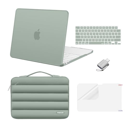 MOSISO Compatible with MacBook Neo Case 13 inch 2026 Release Model A3404 with A18 Pro Chip, Scratch-Resistant Protective Hard Shell&Puffy Sleeve Bag&Keyboard Skin&Screen Film&Type C, Antique Green - color: Antique Green