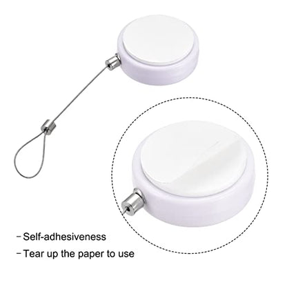 MECCANIXITY Round Retractable Cable Lock with Self-Adhesive, Remote Control Security Lock Anti-Lost Rope Hardware Cable Lock 600g Tensile Force White - color: White