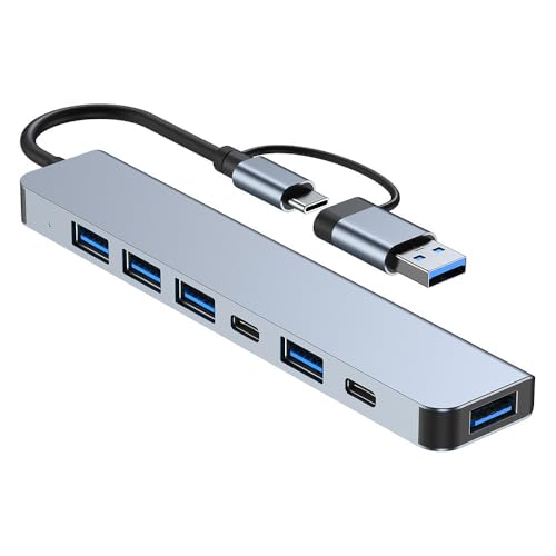 VIENON Aluminum USB C & USB Hub 7-in-1 with USB 3.0, USB-C Ports for PC/Laptops/MacBook Pro/Air/iMac/iPad and More Devices