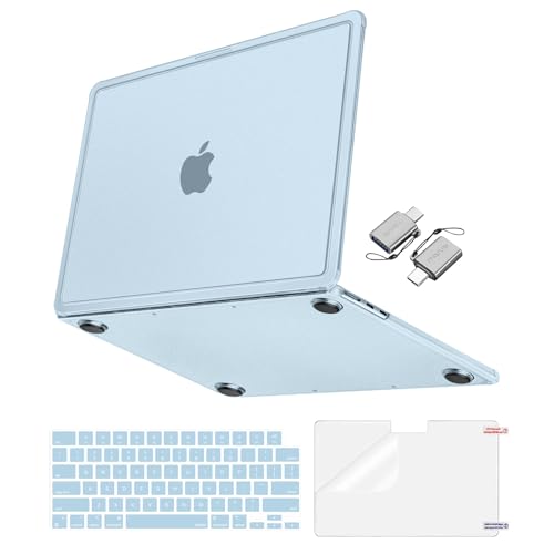 MOSISO Compatible with MacBook Air 13 inch Case M5 M4 M3 M2 2026-2022 | 4 in 1 Kit Anti-Crack&Reinforced Corner Defense Hard Shell for MacBook Air 13.6 Case, A3449 A3240 A3113 A2681, Sky Blue - color: Sky Blue