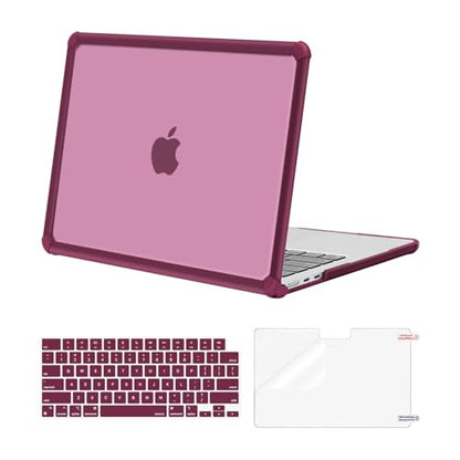 MOSISO Compatible with MacBook Air 13 inch Case M5 2026 M4 M3 M2 2025-2022 | A3449 A3240 A3113 A2681, 3 in 1 Kit Crack-Resistant Heavy Duty Protective Hard Shell Case Cover with TPU Bumper, Wine Red - color: Wine Red