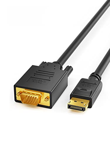 CableCreation 6ft DP to VGA Cable, Black, Supports 1080P@60Hz, Connects DisplayPort Devices to VGA Monitors, Displays, or Projectors - size: 6FT-PVC