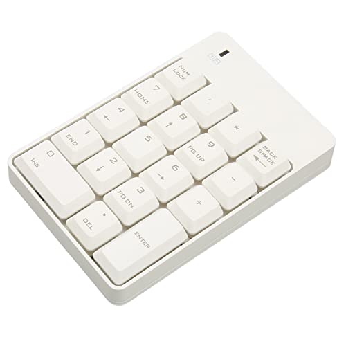 Numeric Keypad, 18 Key Wireless USB Number Pad with Low Noise Design and Comfortable Tilt Angle, for Laptop Desktop PC OS X (White) - color: White