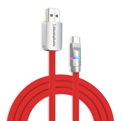 chubbycable Neon Chubby - Fast Charge Cable with Smart Light RGB Color Gradual Light Up 100W Charging Cord LED USB C Cable Compatible with iPhone 17-15 Series, Red, USB-A to Type-C, 1.64 FT - color: Red, size: 1.64ft (0.5m), style: USB A-Type C