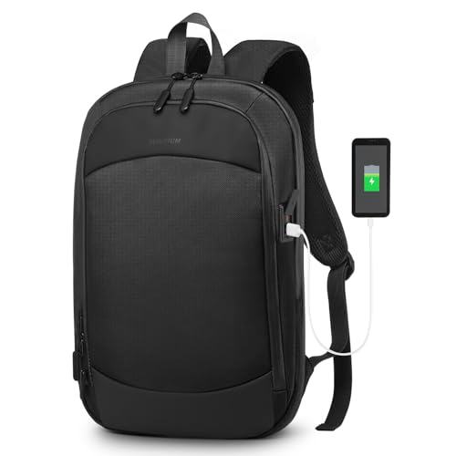 Small Inch Laptop Backpack, Expandable with USB Port, Water-Resistant for Work, College and Travel, Black - color: Black