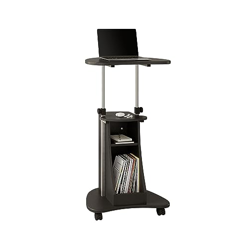 Techni Mobili Sit-to-Stand Rolling Adjustable Height Laptop Cart with Storage, Graphite, 22 x 16 x 46 - color: Black Graphite