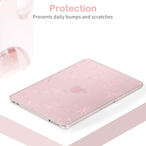 Feams for MacBook Neo 13 Inch Case 2026 A3404, Stylish Protective Clear Case Hard Shell Transparent Cover for MacBook Neo 13 Inch 2026 (A18 Pro Chip) with Keyboard Cover, Pink Bow Ribbon - color: Pink Bow Ribbon