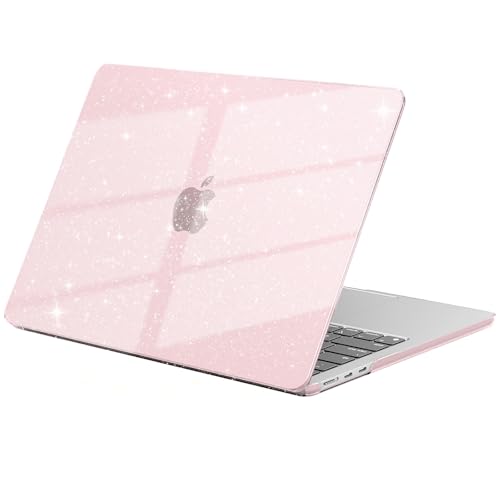 EooCoo Case Compatible with MacBook Air 13 inch M5 2026-2022 M4 M3 M2 A3449 A3240 A3113 A2681, Crystal Hard Shell Scratch Resistant Protective Cover for Mac Air 13.6 inch, Sparkly Pink - color: Sparkly Pink, size: Air 13.6-inch