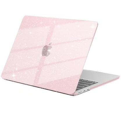 EooCoo Case Compatible with MacBook Air 13 inch M5 2026-2022 M4 M3 M2 A3449 A3240 A3113 A2681, Crystal Hard Shell Scratch Resistant Protective Cover for Mac Air 13.6 inch, Sparkly Pink - color: Sparkly Pink, size: Air 13.6-inch