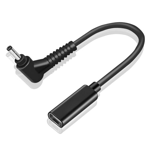 USB C to Slim Tip Laptop Charging Cable Adapter Female Type C to Male Converter Compatible with Lenovo & Dell Laptop 18-20V Works with 45W 65W 90W (Size: 4.0 x 1.7mm)