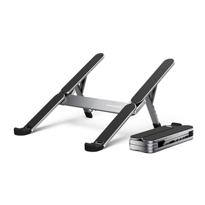 ICE COOREL Portable Laptop Stand, Foldable Laptop Riser for Desk, 6-Level Adjustable Ergonomic Computer Stand, Premium Aluminum Alloy Notebook Holder Compatible with 10-17 Inch Laptops & Tablets - color: SILVER