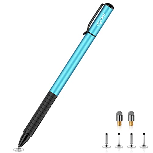 DIGIROOT Universal Stylus, 2-in-1 Disc Stylus Pen for Touchscreen | Metal Barrel, With 6 Replacement Tips(4 Discs, 2 Fiber Tips), Suitable for iPad/iPhone/Switch/Samsung/Android/Tablet-Blue - color: Blue