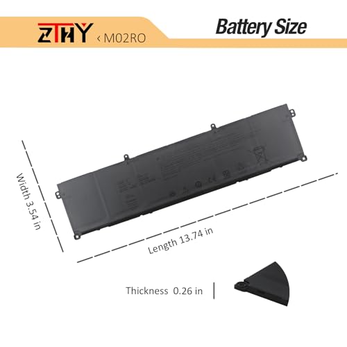 M02R0 Laptop Battery Replacement for Dell Alienware X16 R1 Alienware X16 R2 | P120F P120F007 P120F008 MO2R0 HP26N 0HP26N 0MRWR6 11.4V 90Wh 7698mAh 6-Cell - size: 13.7*3.43*0.24 inch M02R0