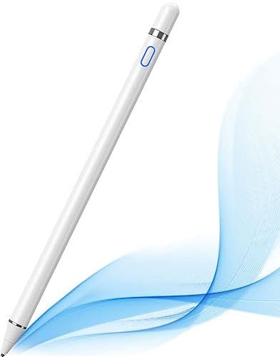 Active Digital Stylus Pen for Touchscreen, Stylus Pencil for Apple iPad mini/Pro/Air, Switch, Samsung, iPhone, Android and Most Phone & Tablet, 1.5mm Fine Point Rechargeable Pens - White - color: White