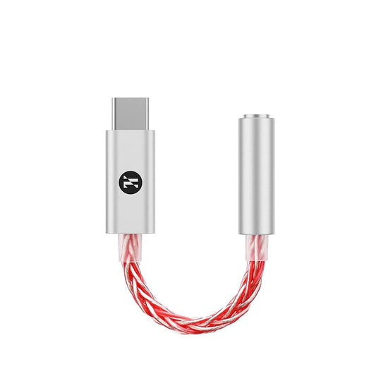 JCALLY JM6 Pro USB C Type-C to 3.5mm Dual DAC CX31993 MAX97220 Digital Audio Portable decoding amp HiFi DAC Mobile Headset Adapter (Silver Red) - color: Silver Red