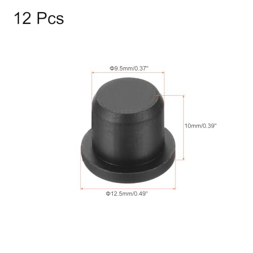 uxcell High Temp Silicone Plug Mount Dia 9.5mm/0.37 inch t Shaped Rubber Stopper Hole Plugs for Powder Coating Plating Waterproof Plugs Sealing Plugs Black Pack of 12(OD 12.5mm) - size: 9.5x12.5mm