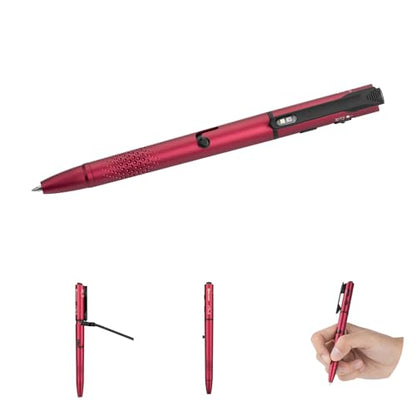 OLIGHT O'Pen 3 EDC Pen Light, 120 Lumens LED Flashlight with Green Beam, 4-in-1 Bolt Action Pen with Nib & Clip Light, USB-C Rechargeable for Writing, Presentation, Inspection and Outdoor (Wine Red) - color: Wine Red