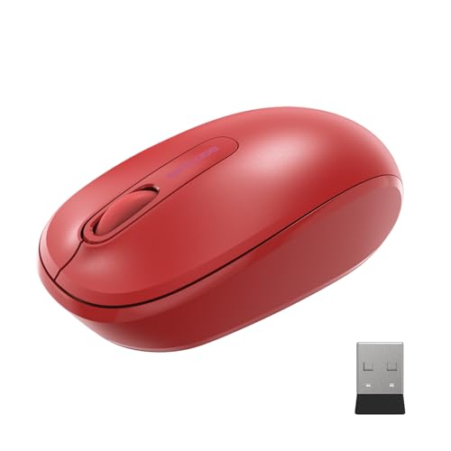 Incase Wireless Mobile Mouse 1850 – Designed by Microsoft – Compact, Comfortable, Right/Left Hand Use, 6-Month Battery Life, Nano Transceiver, Works with Mac/Windows 8/10/11 (Flame Red) - color: Flame Red