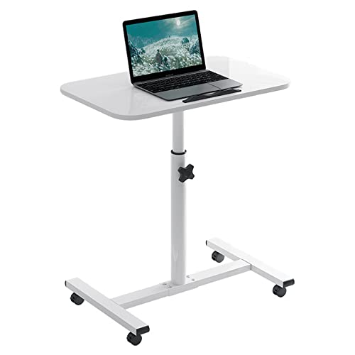 Overbed Table Adjustable Overbed Table Portable 360° Tilting Laptop Computer Sofa Table,Over Chair Tables for Disabled with Wheels,Adjustable 90Cm Desk,White - color: White
