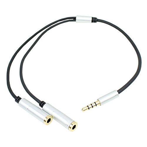 Silver Headset Y Splitter Audio Adapter Cable 3.5mm Male to 2 Female Mic Audio CTIA Headphone Adapter Compatible with PC Gaming Headset,PS4,Xbox One,Notebook,Android iPhone Tablet MP3