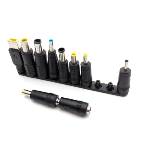 10 in 1 Universal Laptop DC Power Connector Tips Kit, USB A Male to Multi Size DC Barrel Plug Adapter Set with ThinkPad Square Port for HP Dell Lenovo Asus Acer Samsung Notebook