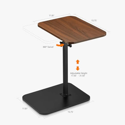 ZEAPTAC C-Shaped Side Table, 360° Swivel Height Adjustable, Lightweight Portable TV Tray Snack End Table for Couch Sofa Bed Small Spaces-Walnut - color: Walnut
