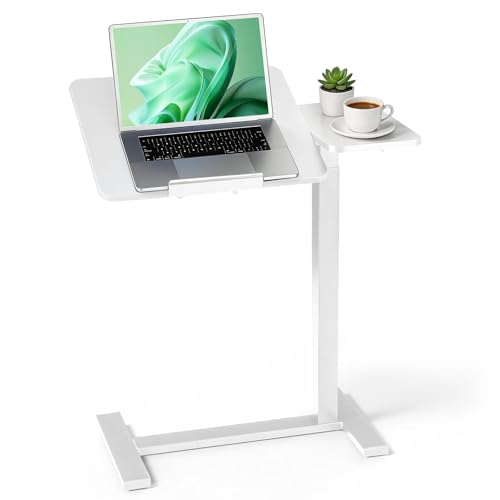 Mobile Standing Desk, Height Adjustable Laptop Desk with Tilting Top | Stable Steel Frame, Smooth Lift Mechanism, Adjustable Tilt Surface, Easy Assembly, Ideal for Home, Office & Dorm, White - color: White, style: Tilt Adjustable