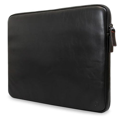 Casemade Real Leather Laptop Case/Zipped Folio Bag with Inner Pocket & Wool Lining Compatible with Apple MacBook, HP, Dell, Asus, Levovo (16 Inch - Black) - color: Black, size: 16 Inch