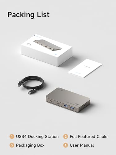 Hagibis USB4 Docking Station, 40Gbps USB C Triple Display Hub with 8K@60Hz HDMI, 100W PD, 20Gbps DP1.4 7.5W USB4 Downstream Port and 4 10Gbps USB3.2 for MacBook Pro Air Laptops Thunderbolt 4/5 Dock