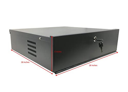 Heavy Duty 16 Gauge DVR Security Lockbox with Fan (Black 18'' X 17.9'' X 4.96')