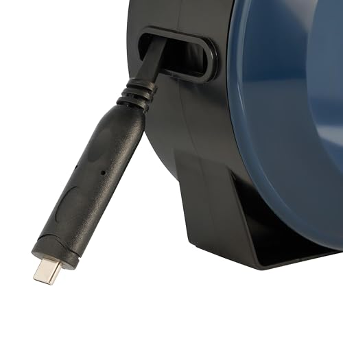 USB-C (Type-C) to Ethernet Cable Reel, 50Ft (15M) CAT6 Tough-Flat™, Up to 1 Gbps, Plug & Play, Truck-Pass Safe, Retractable Cable for Temporary Setups