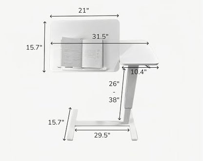 Foldable Bedside Table, Height Adjustable Overbed Bedside Desk Mobile Rolling Laptop Stand Tilting Sofa Side Table with Wheels, Folding Tray Tables for Laptop Bed Couch, Gift for Family, White - color: White