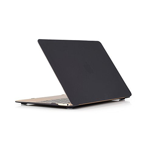 RUBAN Hard Shell Protective Case Compatible with MacBook 12 Inch A1534, Slim Snap On Cover (Black) - color: Black
