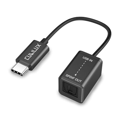 USB C to SPDIF Transmitter, Unidirectional Type C to Optical Audio Output Adapter with 192KHz/24bit DAC for MacBook Pro/Air, Laptop, Computer