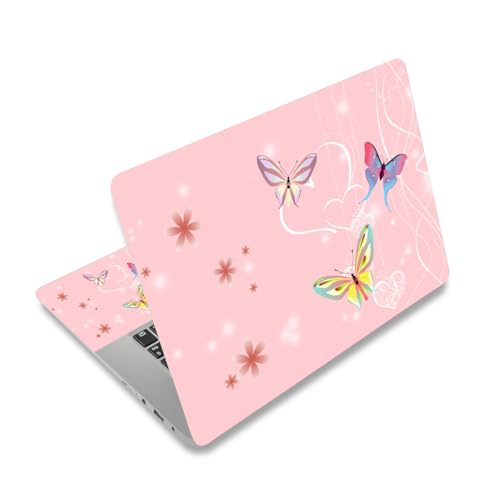 15-15.6 inches Netbook Laptop Skin Sticker Decal Reusable Cover Protector for 11.6 12 13 13.3 14 15 15.4 Notebook Chromebook PC, Scratch-Resistant Waterproof I Pink Butterflies - color: Pink Butterflies
