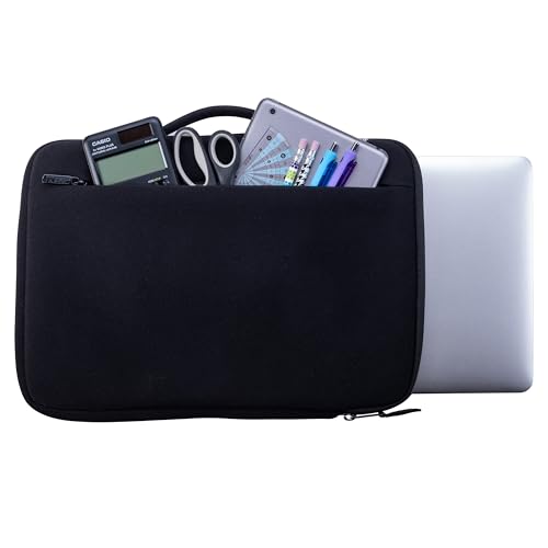Case-it Padded Laptop Sleeve | Fits 13-Inch | LAP-514-NEO Black | Neoprene, Carry Handle, External Zipper Pocket, Laptop Protector, School & Office - color: LAP-514-NEO-BLACK, size: 1 Pack
