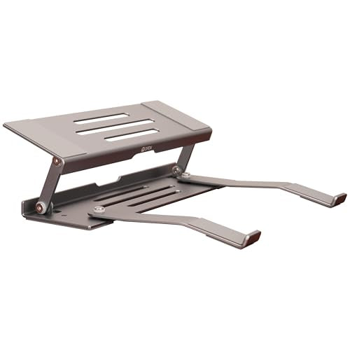 Aluminum Fold & Laptop Riser Stand 3-in-1 Adjustable, Foldable Cooling Stand with Integrated Storage Box, Ruler and Ultra-Slim Portable Design for MacBook, Tablet, Ipad, Keyboard and All Laptop - color: Space Gray